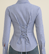 Blue Stripe Classic Fitted Corset Shirt by Formals