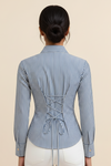 Blue Stripe Classic Fitted Corset Shirt by Formals