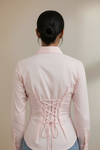 Soft Pink Elegance Fitted Corset Shirt By FORMALS