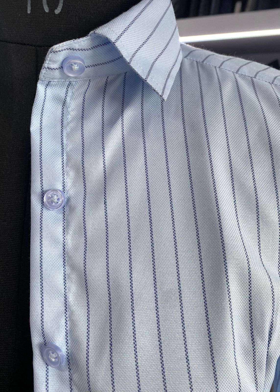 Sky Blue PineStripe Fitted Corset Shirt
